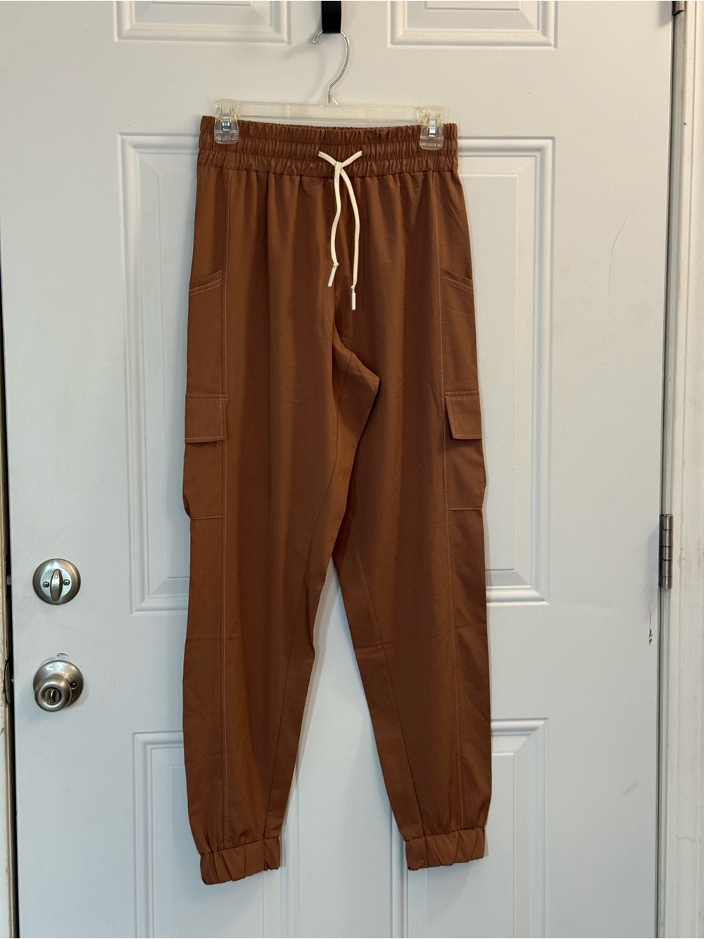 Women’s Dusty Pink Cargo Jogger Pants - Elastic Waist